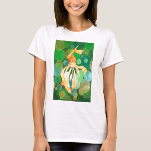 Goldfisch-Vermilion, die in grünen Blasen schwimme T-Shirt