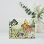 Goldfisch Vintage Kunst Postkarte (Stehend Vorderseite)