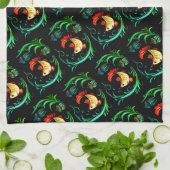 Goldfische auf schwarzem Hintergrund Geschirrtuch (Gefaltet)