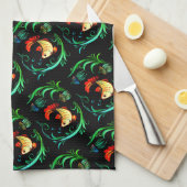 Goldfische auf schwarzem Hintergrund Geschirrtuch (Viertel Falte)