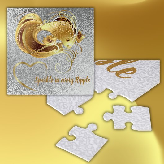 Goldfische auf Silberfolie Monogramm | Puzzle