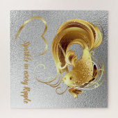 Goldfische auf Silberfolie Monogramm | Puzzle (Horizontal)