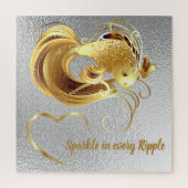 Goldfische auf Silberfolie Monogramm | Puzzle (Vertikal)
