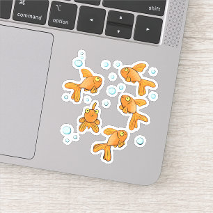 Goldfische aus niedlich orangefarbenem Cartoon mit Aufkleber