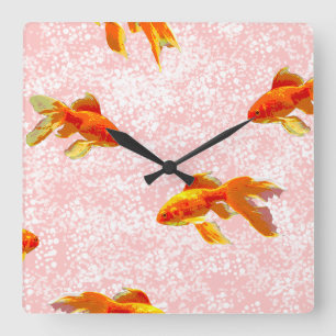 Goldfische Quadratische Wanduhr