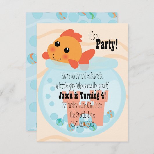 Goldfischerei in einer Schüssel Einladung (Vorne/Hinten)