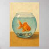 Goldfischglas Wasserfarben Whimsical Art Poster (Vorne)