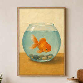 Goldfischglas Wasserfarben Whimsical Art Poster