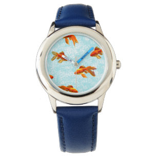 Goldfischmuster (blau) armbanduhr