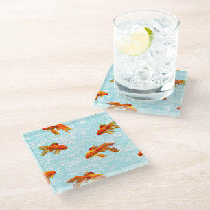 Goldfischmuster (blau) glasuntersetzer
