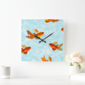 Goldfischmuster Quadratische Wanduhr (Zuhause)