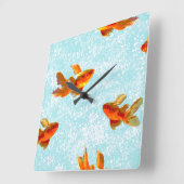 Goldfischmuster Quadratische Wanduhr (Winkel)