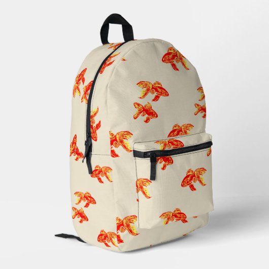 Goldfischmuster (rot und gelb) bedruckter rucksack (Rückseitige Ecke links)