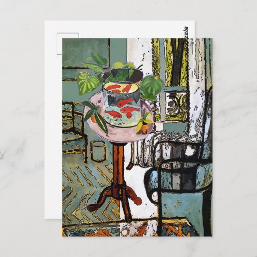 Goldfischschüssel, unter Fenster, Postkarte (Vorne/Hinten)