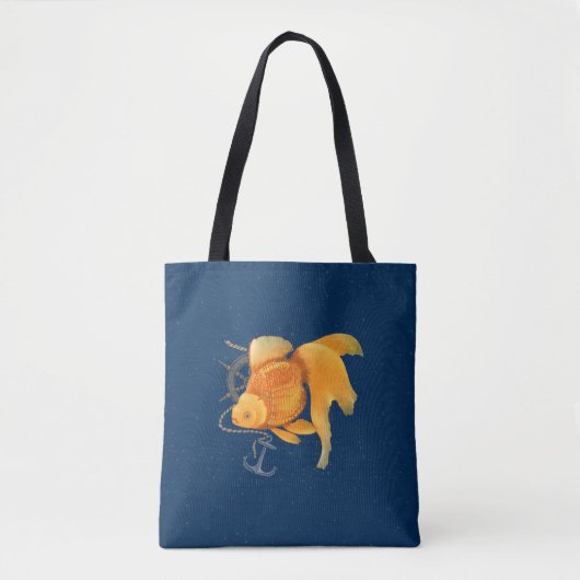 Goldfish Anchor Ship Wheel Nautical Tote Bag Tasche (Vorderseite)