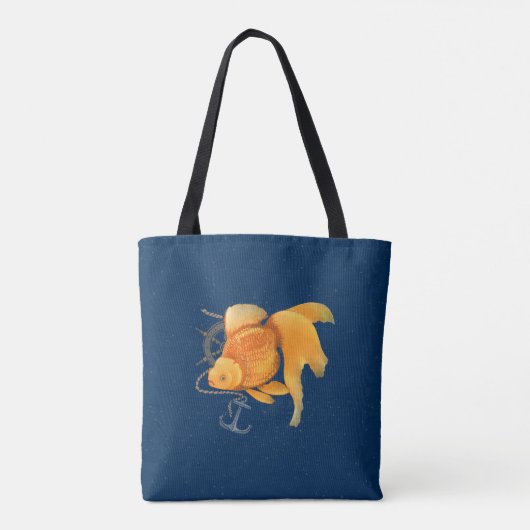 Goldfish Anchor Ship Wheel Nautical Tote Bag Tasche (Rückseite)