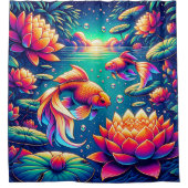 "Goldfish and Lotus Serenity Art" Duschvorhang (Vorderseite)