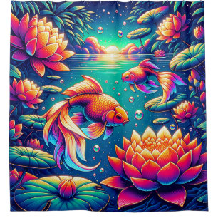 "Goldfish and Lotus Serenity Art" Duschvorhang