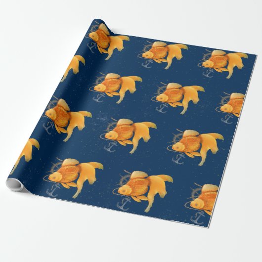 Goldfish Ankerschiff Nautical Wrapping Paper Geschenkpapier (Ungerollt)