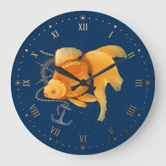 Goldfish Ankerschiff-Uhr Nautische Wall-Uhr Große Wanduhr (Vorderseite)