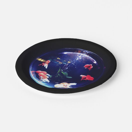 Goldfish Aquarium Pappteller (Schrägansicht)