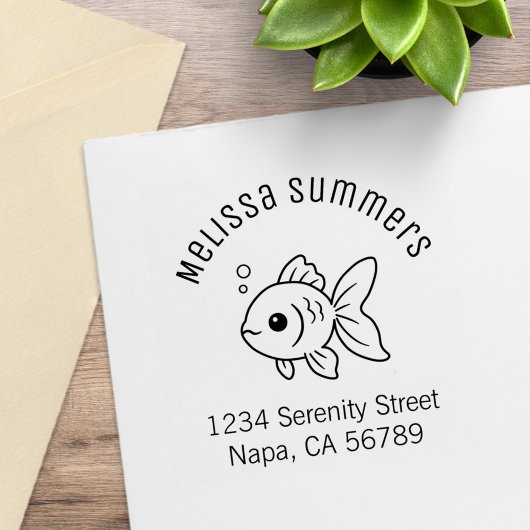 Goldfish Arch Address Gummistempel