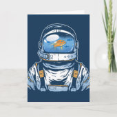 Goldfish Astronaut, Deutscher Geburtstag Karte (Vorderseite)