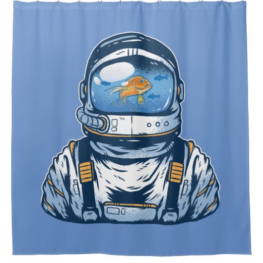 Goldfish Astronaut Duschvorhang (Vorderseite)