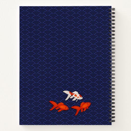 Goldfish auf Seigaiha-Muster individuell anpassbar Notizblock (Rückseite)