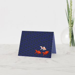 Goldfish auf Seigaiha Pattern Japanisch Personalis Karte