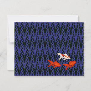 Goldfish auf Seigaiha Pattern Japanisch Personalis Mitteilungskarte