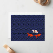 Goldfish auf Seigaiha Pattern Japanisch Personalis Mitteilungskarte (Vorderseite/Rückseite Beispiel)