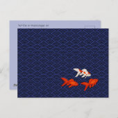 Goldfish auf Seigaiha Pattern Japanisch Personalis Postkarte (Vorne/Hinten)