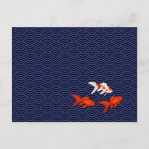 Goldfish auf Seigaiha Pattern Japanisch Personalis Postkarte