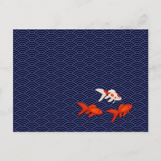 Goldfish auf Seigaiha Pattern Japanisch Personalis Postkarte (Vorderseite)