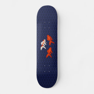 Goldfish auf Seigaiha Pattern Japanisch Skateboard