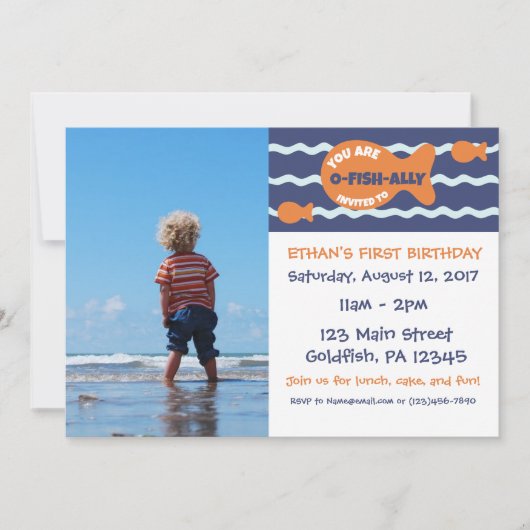 Goldfish Birthday Foto Party Einladung (Vorderseite)