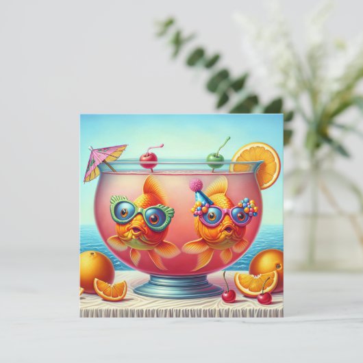 Goldfish Birthday Party Einladung (Stehend Vorderseite)