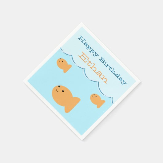 Goldfish Birthday Party Personalisiert Napkins Serviette (Ecke)