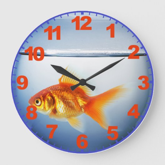 GoldFish Bowl Clock mit Zahlen Große Wanduhr (Vorderseite)