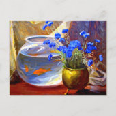 Goldfish Bowl und Blume Postkarte (Vorderseite)