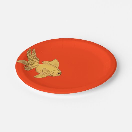 Goldfish Electric Orange Pappteller (Schrägansicht)