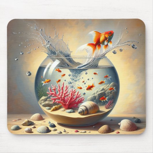 Goldfish entkommen der Fischschüssel Mousepad (Vorne)