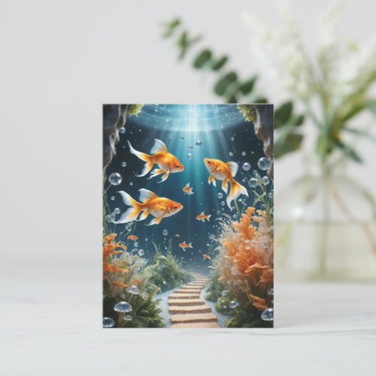 Goldfish Fantasy Postkarte (Stehend Vorderseite)