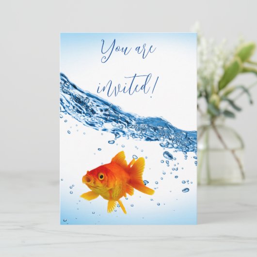 Goldfish Goldfisch Wasser Einladung (Stehend Vorderseite)