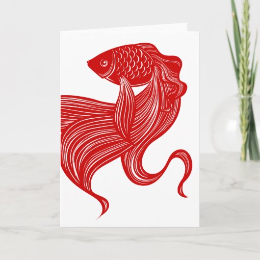 Goldfish Grußkarte mit Schere Karte (Vorderseite)