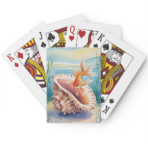 Goldfish in Aquarellfarben in KorallenMuschel