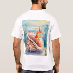 Goldfish in Aquarellfarben in KorallenMuschel T-Shirt