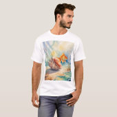 Goldfish in Aquarellfarben in KorallenMuschel T-Shirt (Vorne ganz)