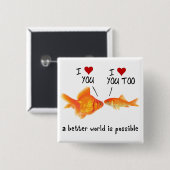 Goldfish in der Liebe Ich liebe dich Button (Vorne & Hinten)